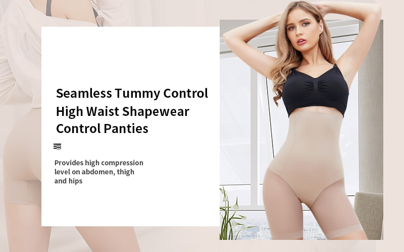 Women Seamless Plus Size High Waist Control Panties Shapewear Thigh Slimmer Body Shaper Smooth Slip Shorts under Skirt