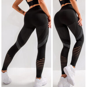 Fitness Leggings Women Seamless High Waist Push Up Leggings Black Hollow Out Breathable Quick-drying Workout